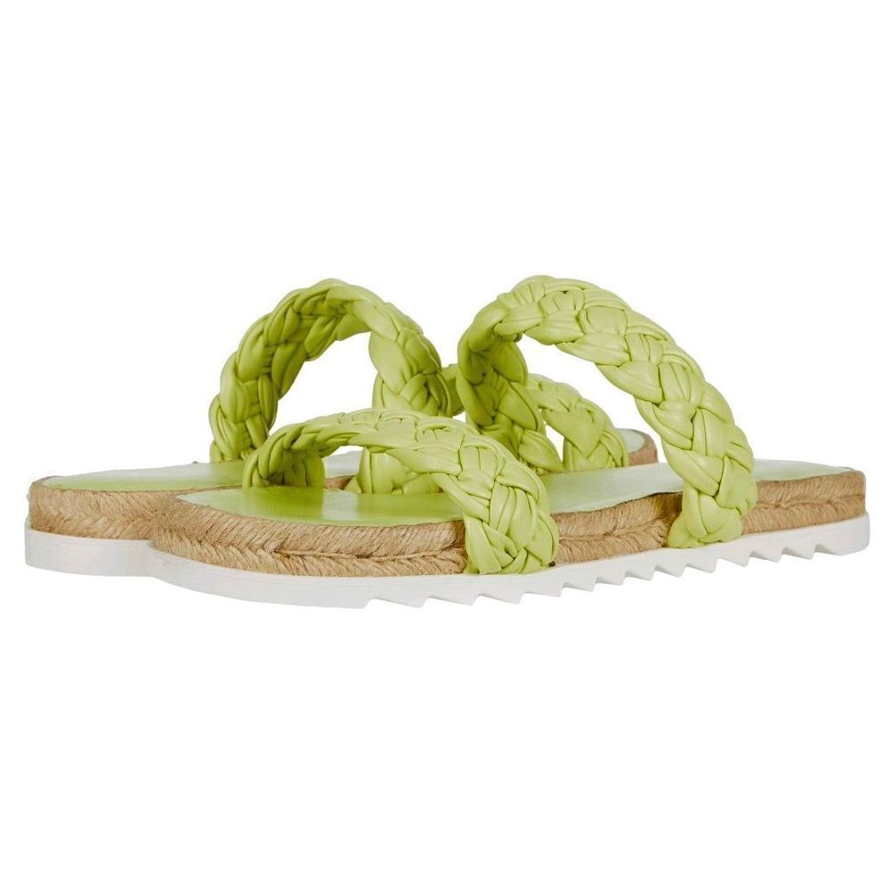 Marc Fisher Jaimee Leather Braided Sandals, Citron, 6.5. Slime green. Brat